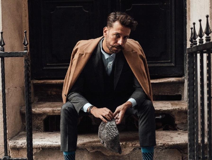 Locksmith sitting on stairs